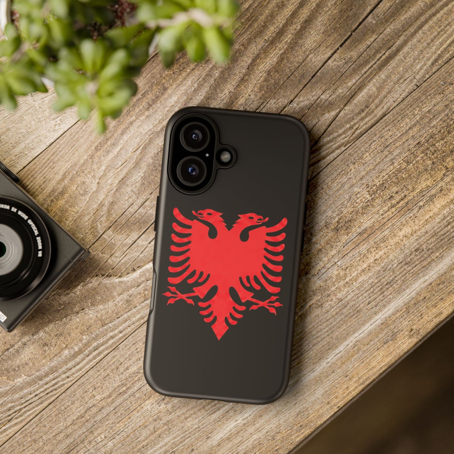 Albanian Double Eagle Phone Case - Red on Black