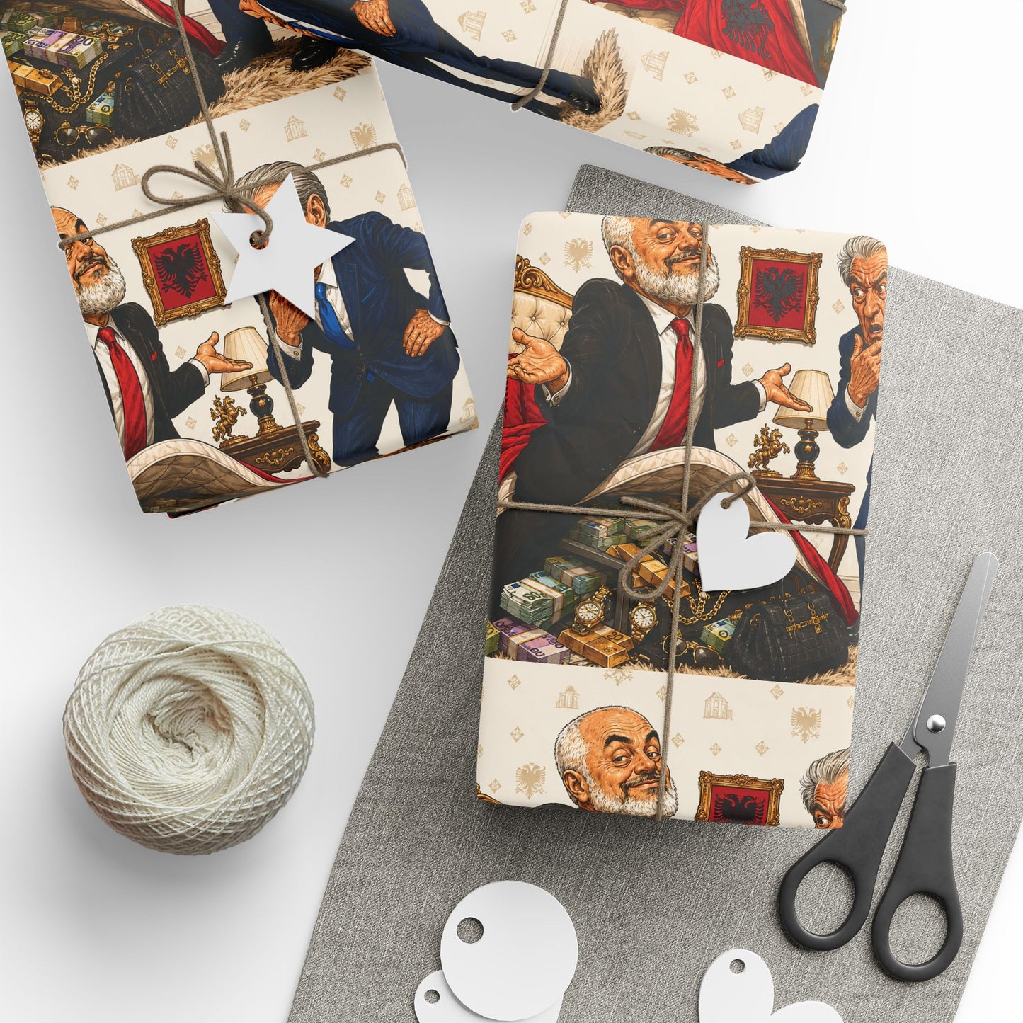 Edi Rama and Sali Berisha Vintage Santa & Victorian Carolers Wrapping Paper