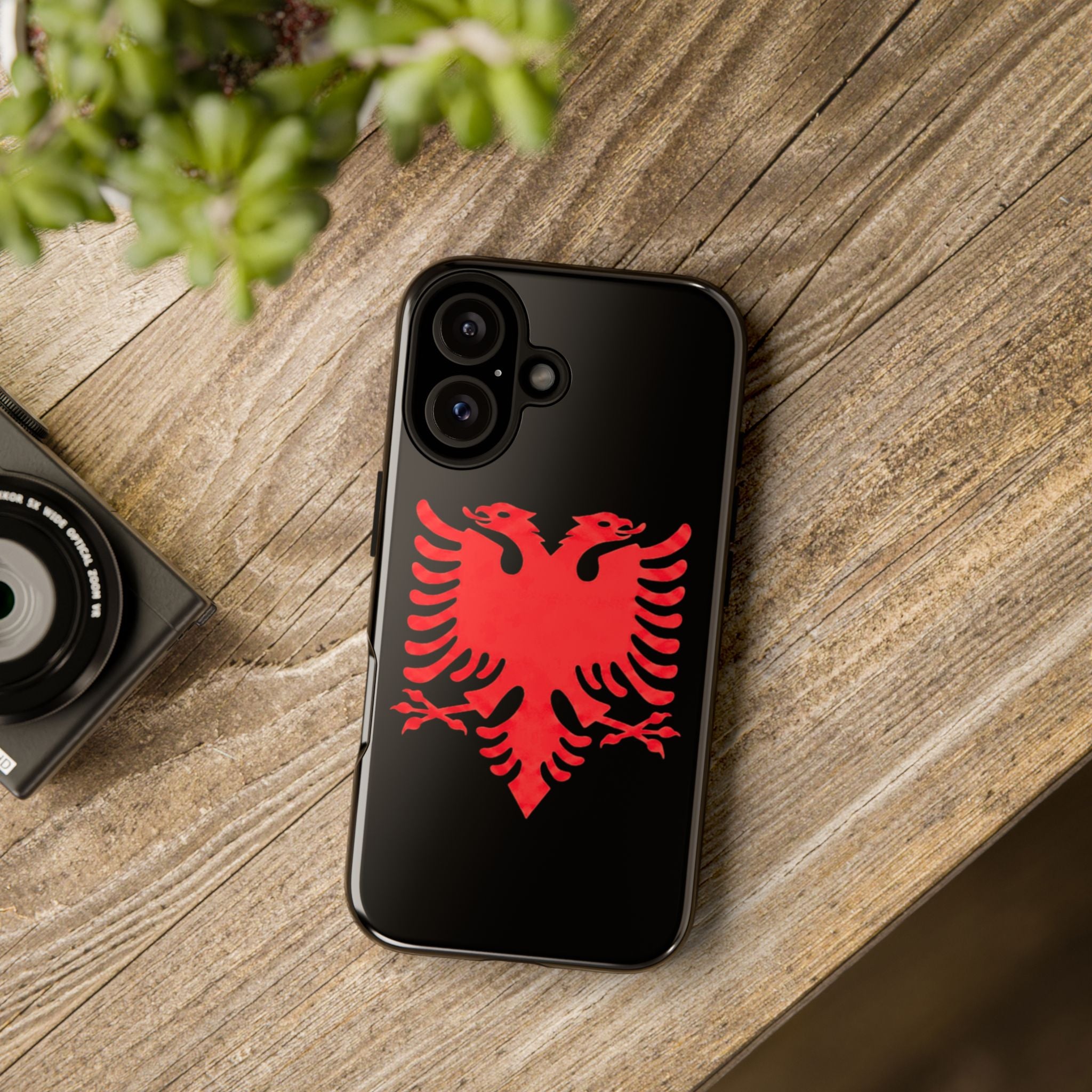 Albanian Double Eagle Phone Case - Red on Black