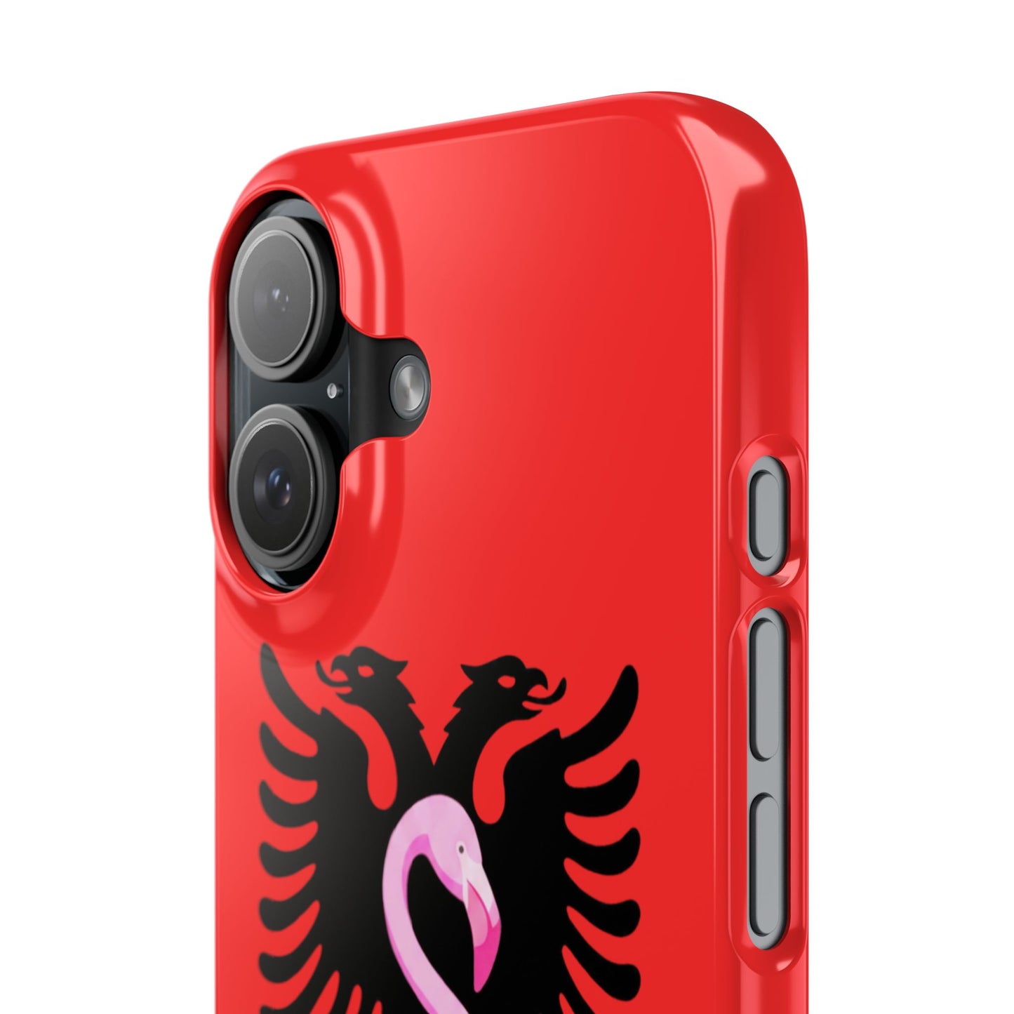 Albanian Eagle Flamingo Slim Phone Case — Red Slim Case with Pink Flamingo & Double-Headed Eagle