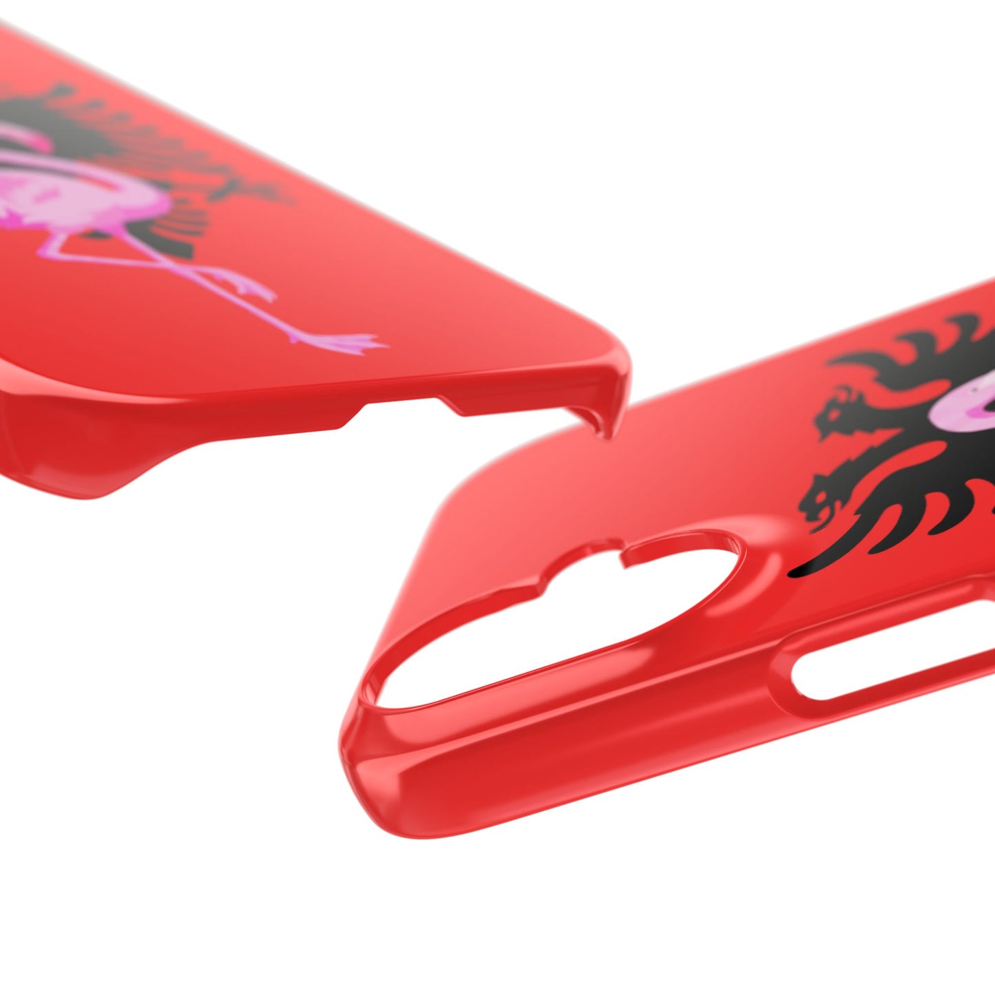 Albanian Eagle Flamingo Slim Phone Case — Red Slim Case with Pink Flamingo & Double-Headed Eagle